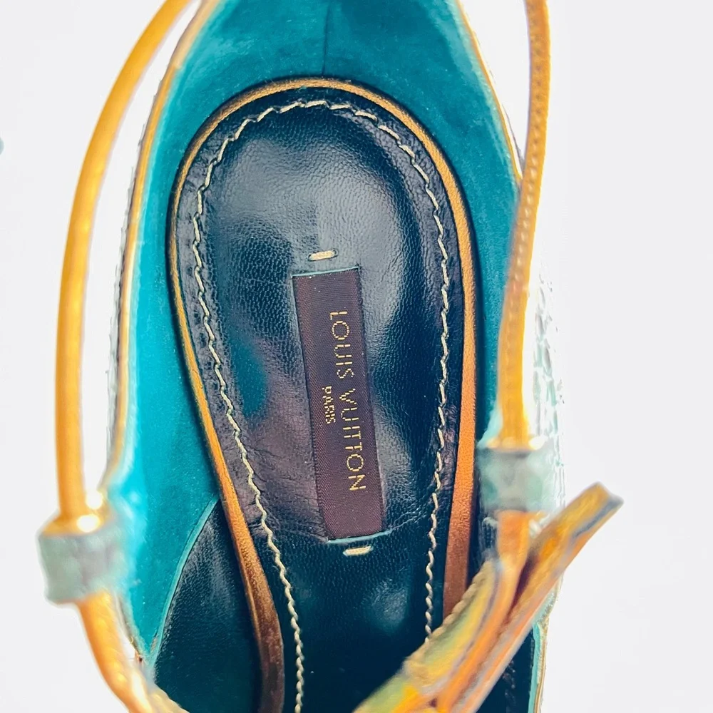 Louis Vuitton green python Mary Jane heels 37.5